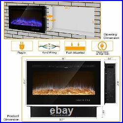 36''Electric Fireplace Insert Wall Mounted Electric Heater Touch Screen 1500W US