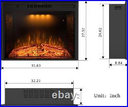 36'' Electric Fireplace Inserts, Recessed & Built in Wall Electric Fireplace Hea