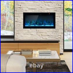 36 Electric Fireplace Linear Heater Insert Wall Mounted Home With Remote Control