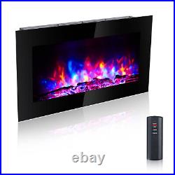36 Electric Fireplace Recesse Wall Mount Insert Heater Remote 7 Color LED Flame