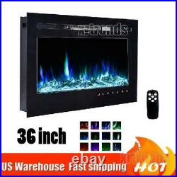 36 Electric Fireplace Recessed Heater Insert Wall Mounted with Remote Control