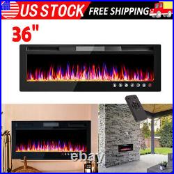 36 Electric Fireplace Recessed Wall Mounted Electric Heater with Remote Control