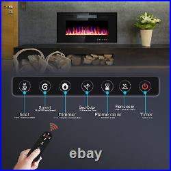 36 Electric Fireplace Recessed Wall Mounted Electric Heater with Remote Control