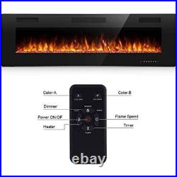 36''Electric Fireplace Recessed Wall Mounted Fireplace Heater Ultra Thin