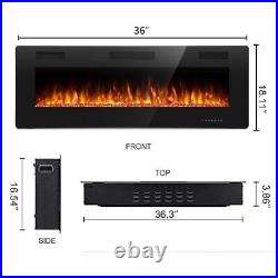 36''Electric Fireplace Recessed Wall Mounted Fireplace Heater Ultra Thin