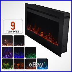 36 Electric Fireplace Recessed insert Wall Mount Heater 3D Flame Log with Remote