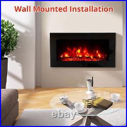 36 Electric Heater Recessed or Wall Mounted Fireplace Insert w 7 Flame Colors