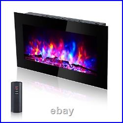 36 Electric Heater Recessed or Wall Mounted Fireplace Insert w 7 Flame Colors