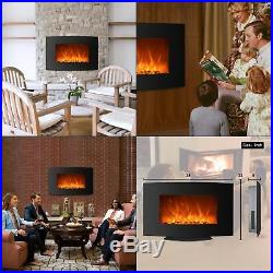 36 Embedded Electric Fireplace Insert Heater Remote Pebble Fuel Log Fire Flame