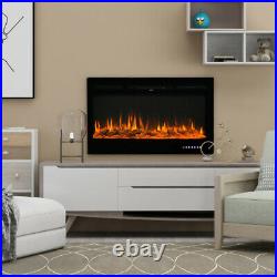 36 Embedded Fireplace Electric Insert Heater Glass 1500w Log Flame Remote Home