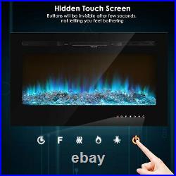 36'' Embedded Insert Fireplace Electric Heater Glass Log Flame View Remote