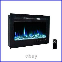 36 Fireplace Electric Embedded Insert Heater Glass Log Flame +Remote Control