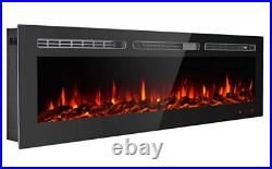 36'' Fireplace Electric Embedded Insert Heater Glass View Log Flame Remote New