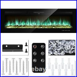 36'' Fireplace Electric Embedded Insert Heater Glass View Log Flame Remote New
