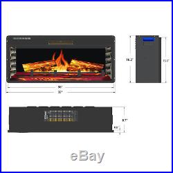 36 Free Standing Insert Electric Fireplace Black Firebox Heater Flame Remote