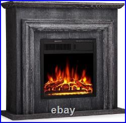 36 Freestanding Heater Electric Insert Fireplace TV Stand Wood Set Flame Remote