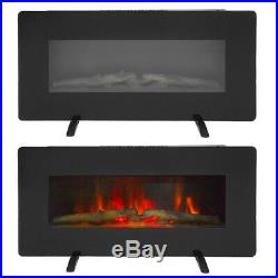 36 Inch Black Electric Firebox Fireplace Heater Insert flat Glass Panel With Remot