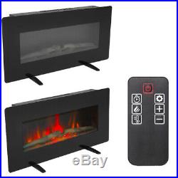 36 Inch Black Electric Firebox Fireplace Heater Insert flat Glass Panel With Remot