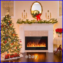 36 Inch Electric Fireplace Insert Wall Mounted with Timer