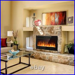 36 Inch Electric Fireplace Insert Wall Mounted with Timer