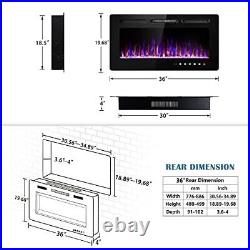 36 Inch Electric Fireplace Insert and Wall Mounted, Fireplace Heater, Log Set