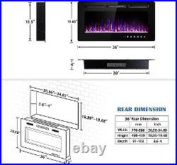36 Inch Electric Fireplace Insert and Wall Mounted Fireplace Heater Log Set &