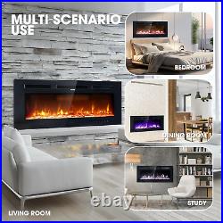 36 Inch Electric Fireplace Insert with Remote, Recessed Realistic Fire Place 12