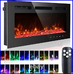 36 Inch Electric Fireplace Inserts, Quiet Wall Mounted Fireplace, Led Fireplace