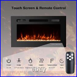 36 Inch Electric Fireplace Inserts, Quiet Wall Mounted Fireplace, Led Fireplace