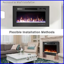 36 Inch Electric Fireplace Inserts, Wall Mounted Fireplace, Recessed Electric Fi