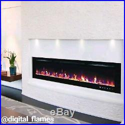 36 Inch Led Digital Flames Black Insert / Wall Mounted Electric Fire 2020 Remote