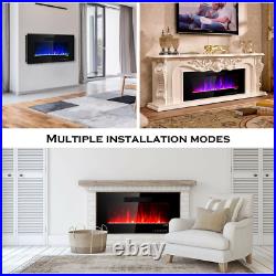 36 Inch Recessed And Wall Mounted Electric Fireplace Insert With Realistic Flame