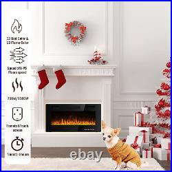 36 Inch Thinnest Electric Fireplace Inserts Recessed Wall Mounted, Linear Firepl