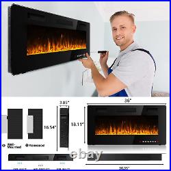 36 Inch Thinnest Electric Fireplace Inserts Recessed Wall Mounted, Linear Firepl