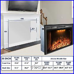 36 Inches Electric Fireplace Insert, 750With1500W Fireplace Heater with Adjustable