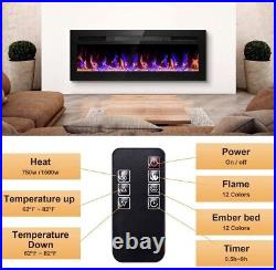 36 Inches Electric Fireplace, Sixfivsevn Wall Mounted Fireplace Inserts