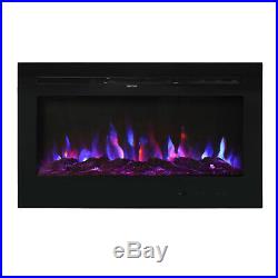 36 Recessed Mounted Electric Fireplace Insert with Touch Screen Adjustable Flame