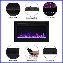 36 Recessed Mounted Electric Fireplace Insert with Touch Screen Adjustable Flame