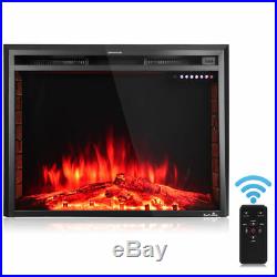 36 Remote Control 750W-1500W Electric Fireplace Insert Wall Mounted Energy Save