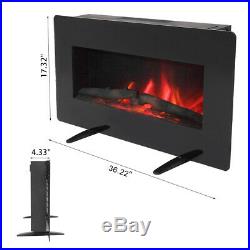36'' Wall Electric Fireplace Insert Log Flame Remote Control Warm heater Safe