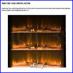 36 Wall Electric Fireplace Insert Log Flame With Remote Control Led Warm heater