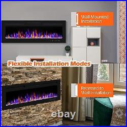 36 Wall Mounted Electric Fireplace Insert Heater Adjustable Flame Remote 1500W