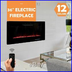 36 Wall Mounted Insert Electric Fireplace Heater LED Flame with Remote Control