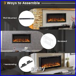 36 in Electric Fireplace Linear Heater Insert Wall Mounted with Remote Control