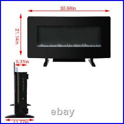 36in Electric Fireplace Recessed / Wall Mount Insert Heater Multicolor Flame