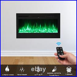 36in Electric Fireplace Wall Mount Insert Heater Remote Control 9-Color Flame US