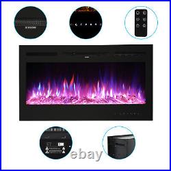 36in Electric Fireplace Wall Mount Insert Heater Remote Control 9-Color Flame US