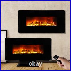 36inch Electric Fireplace Wall Mount Insert Heater Adjustable Flame Remote