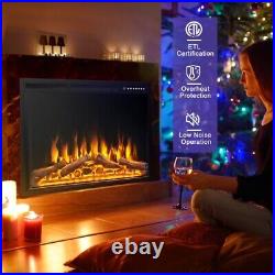 37 Electric Fireplace Insert Heater Log Flame Effect with Remote Control 1500W