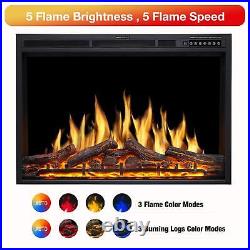 37 Electric Fireplace Insert Heaters Adjuatble Flame Color with Remote 750/1500W